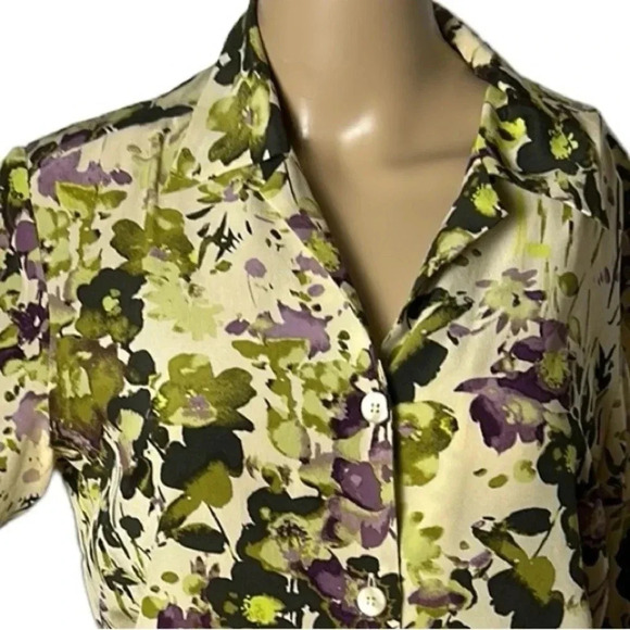 PENDLETON silk floral oversized blouse,size 6 ( Ptp 19”) med/Large  Y2K   EC - Picture 3 of 12